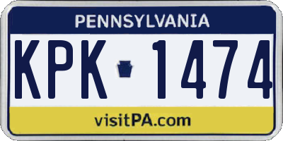 PA license plate KPK1474