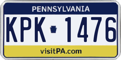 PA license plate KPK1476