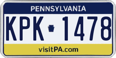PA license plate KPK1478