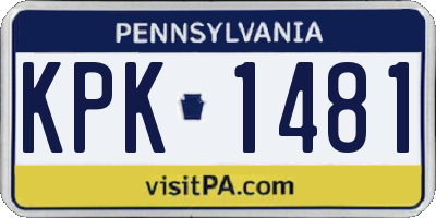 PA license plate KPK1481
