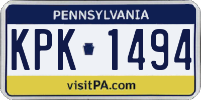 PA license plate KPK1494