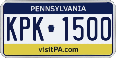 PA license plate KPK1500