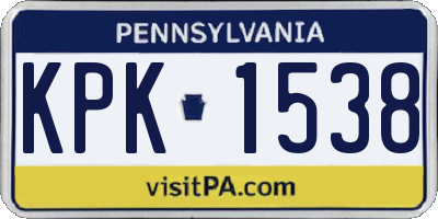PA license plate KPK1538