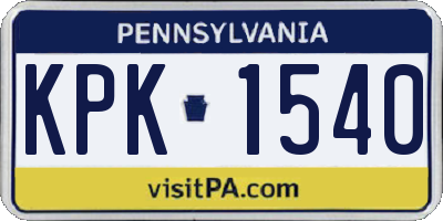PA license plate KPK1540