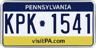PA license plate KPK1541
