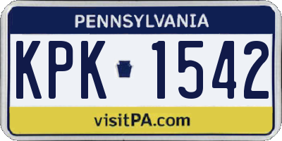 PA license plate KPK1542