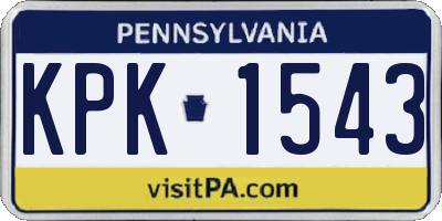 PA license plate KPK1543