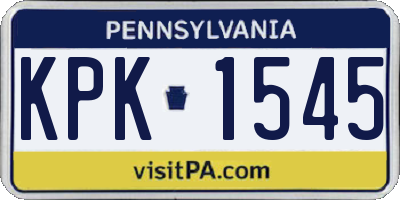 PA license plate KPK1545