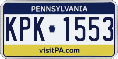 PA license plate KPK1553