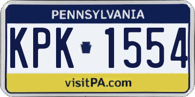 PA license plate KPK1554