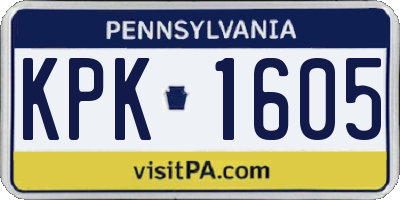 PA license plate KPK1605