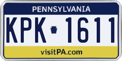 PA license plate KPK1611