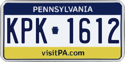 PA license plate KPK1612