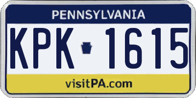 PA license plate KPK1615