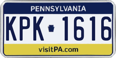 PA license plate KPK1616