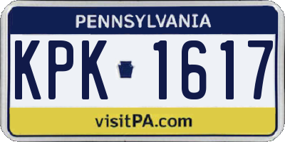 PA license plate KPK1617