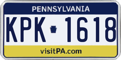 PA license plate KPK1618
