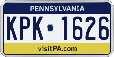 PA license plate KPK1626