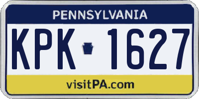 PA license plate KPK1627