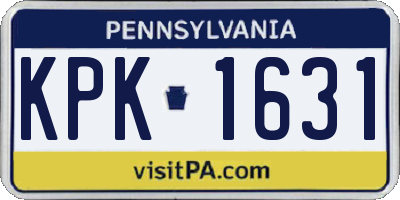 PA license plate KPK1631