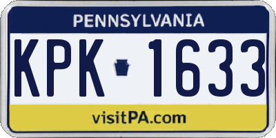 PA license plate KPK1633