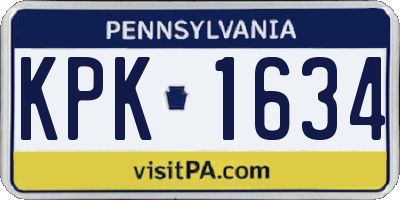 PA license plate KPK1634