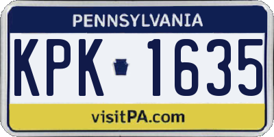 PA license plate KPK1635