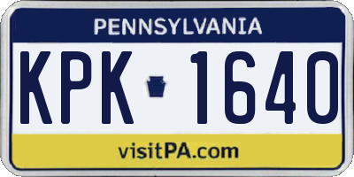PA license plate KPK1640