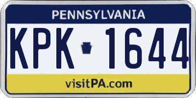 PA license plate KPK1644