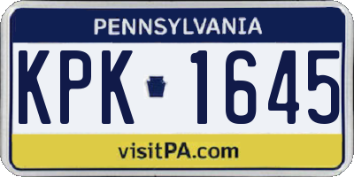 PA license plate KPK1645
