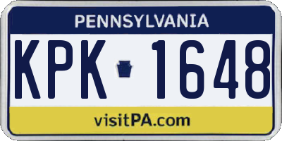 PA license plate KPK1648