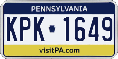 PA license plate KPK1649