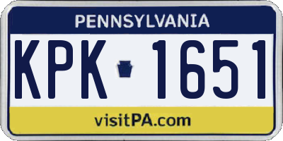 PA license plate KPK1651