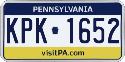PA license plate KPK1652