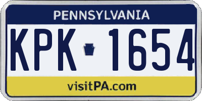 PA license plate KPK1654