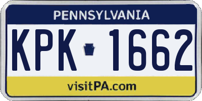 PA license plate KPK1662