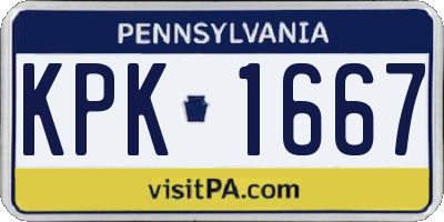 PA license plate KPK1667