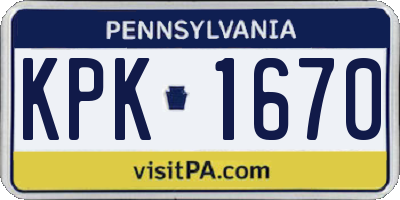 PA license plate KPK1670