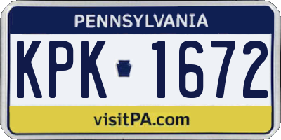 PA license plate KPK1672