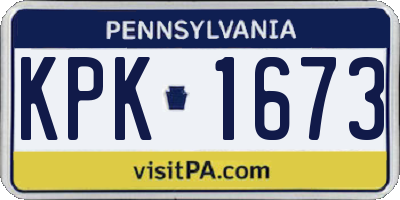 PA license plate KPK1673