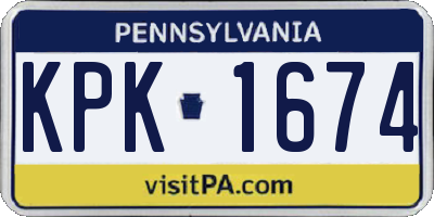 PA license plate KPK1674