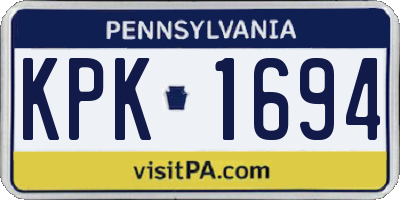 PA license plate KPK1694
