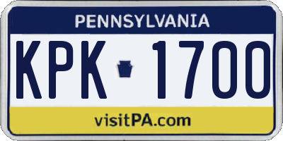 PA license plate KPK1700