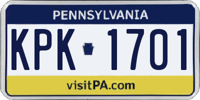 PA license plate KPK1701
