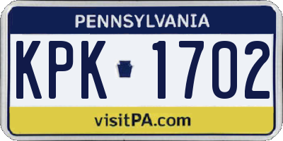 PA license plate KPK1702