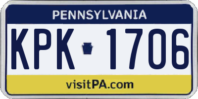 PA license plate KPK1706