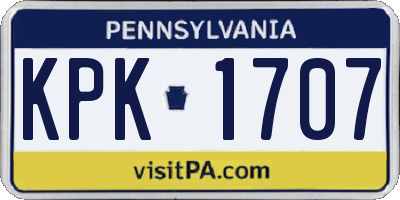 PA license plate KPK1707