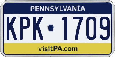 PA license plate KPK1709