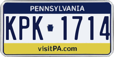 PA license plate KPK1714