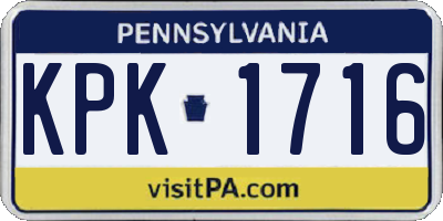 PA license plate KPK1716
